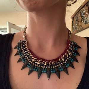 Embellished chain link collar necklace